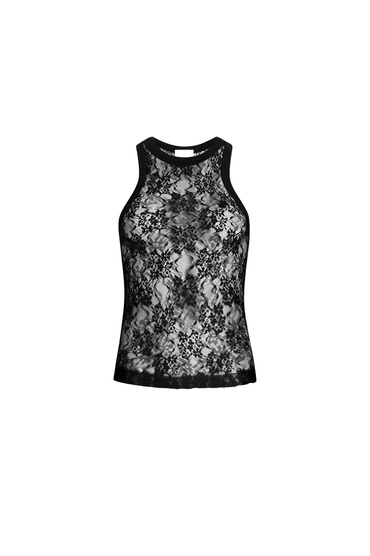 Black / Débardeur en jersey dentelle