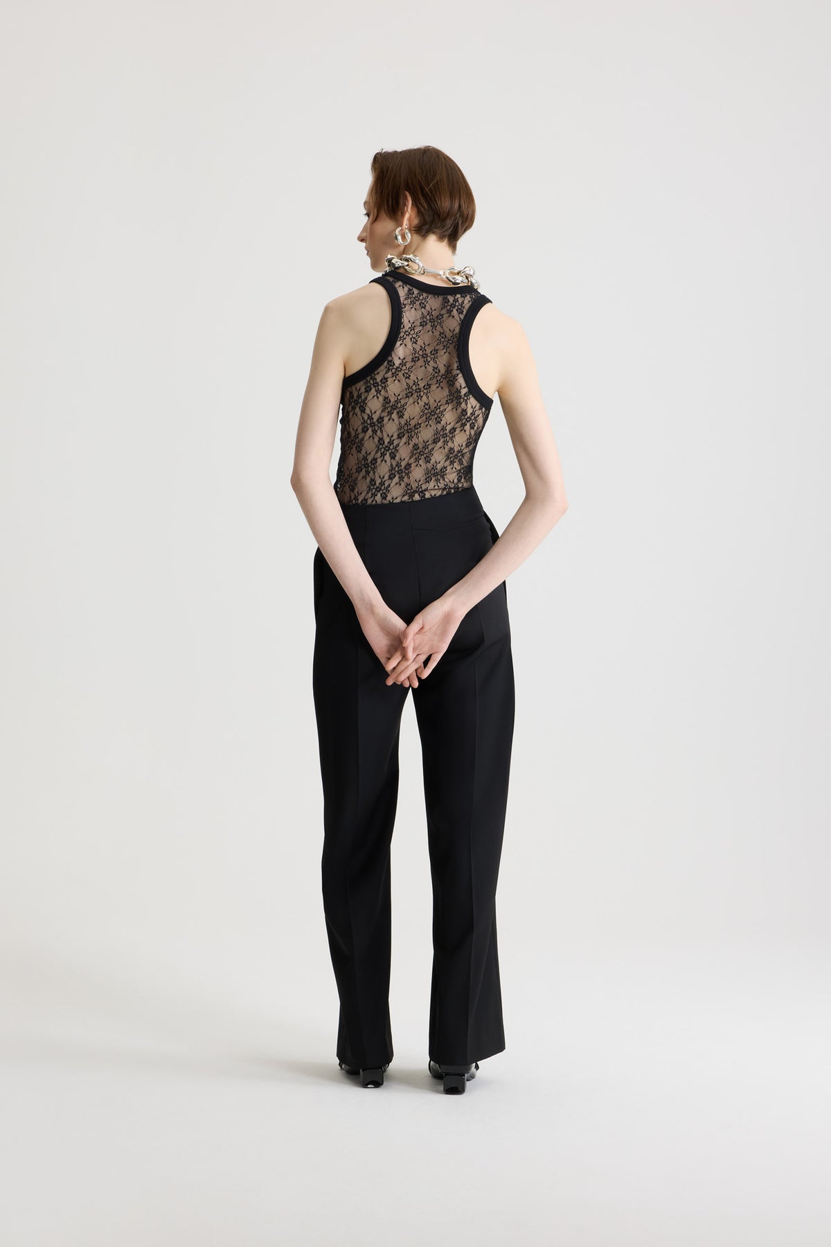 Black / Débardeur en jersey dentelle