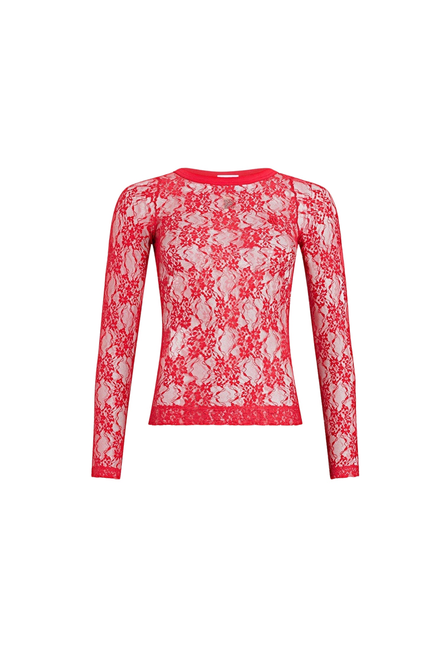 Babylone Red / Haut moulant en jersey dentelle