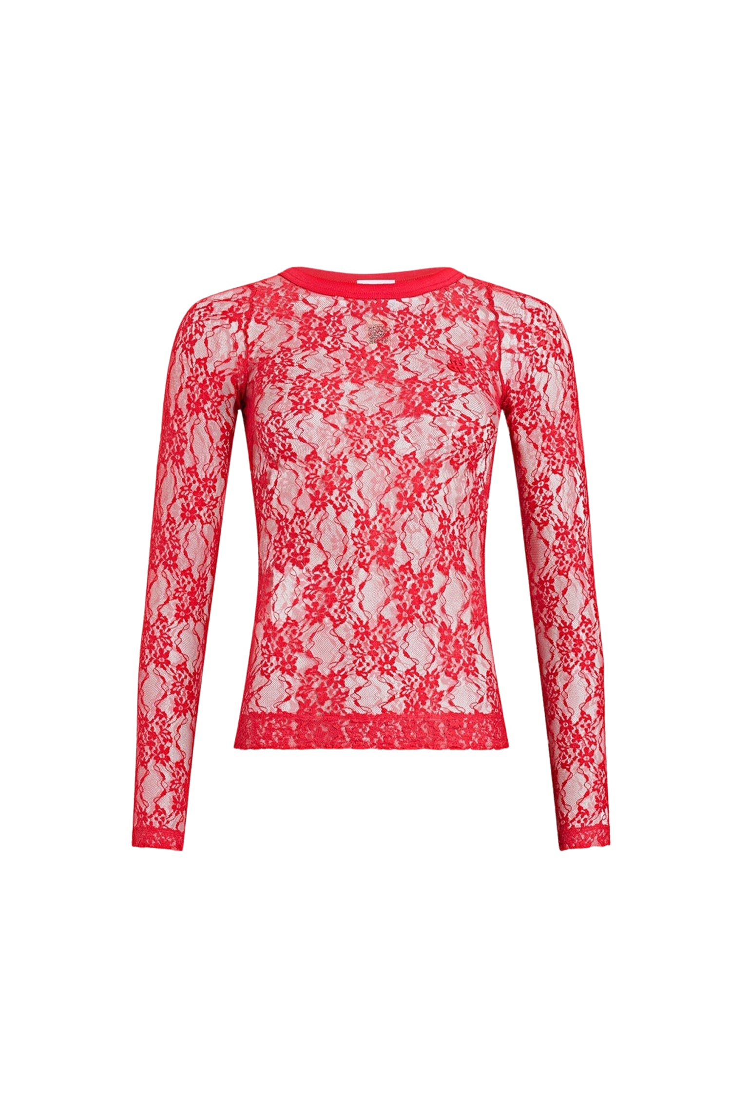 Top moulant en dentelle - Rouge