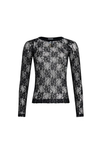 Top moulant en dentelle - Noir