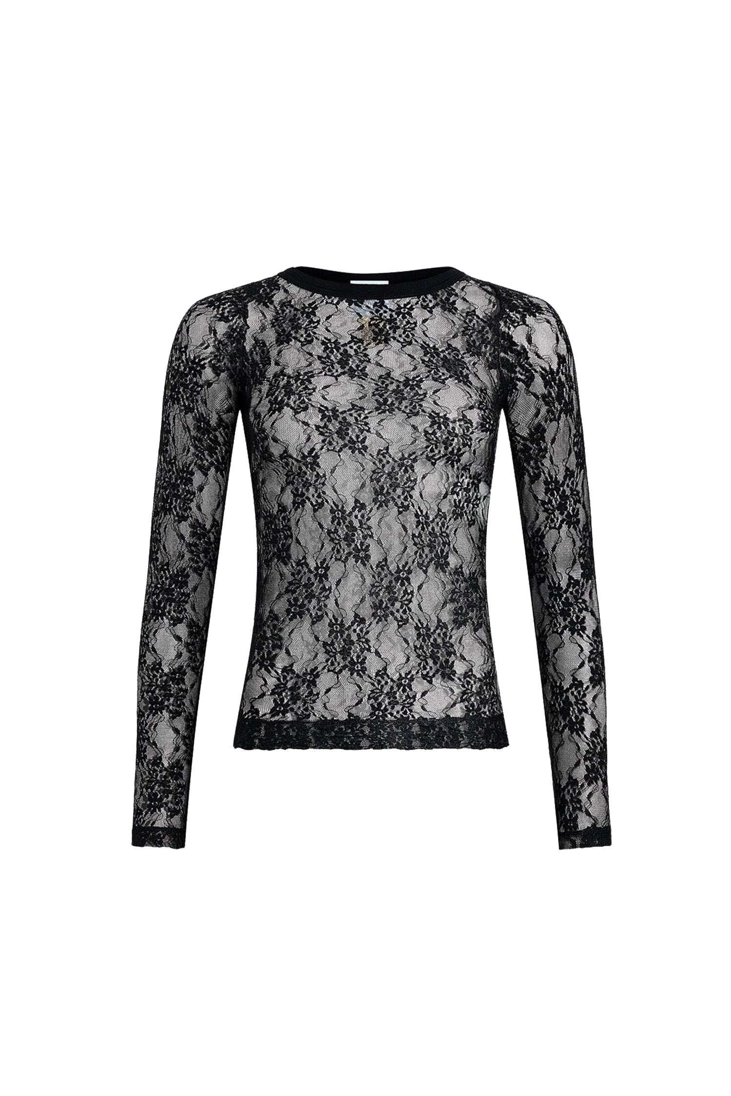 Top moulant en dentelle - Noir