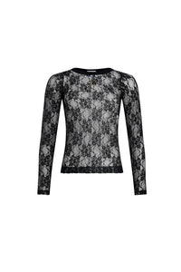 Black / Haut moulant en jersey dentelle