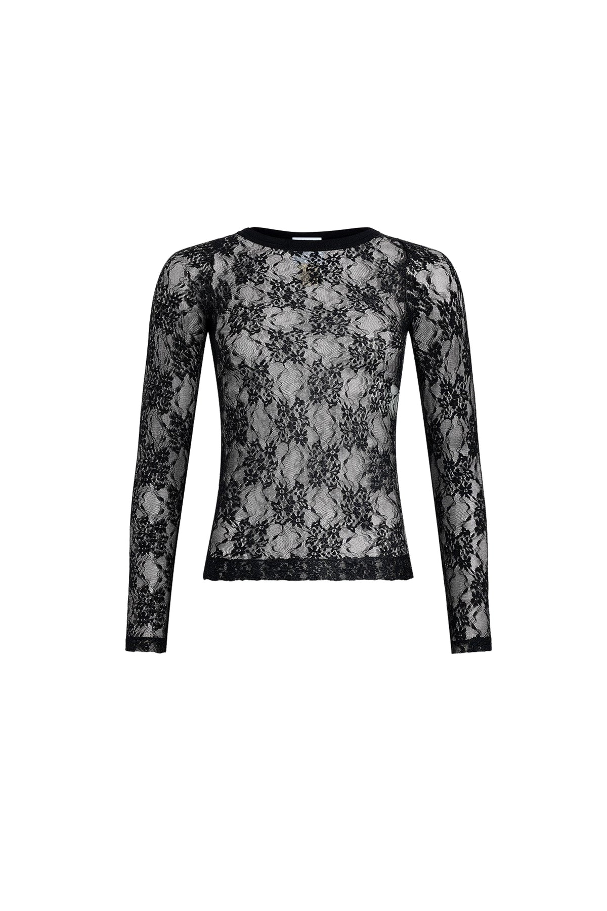 Black / Haut moulant en jersey dentelle