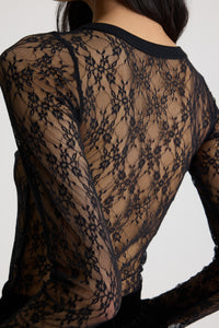 Black / Haut moulant en jersey dentelle