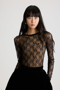 Black / Haut moulant en jersey dentelle
