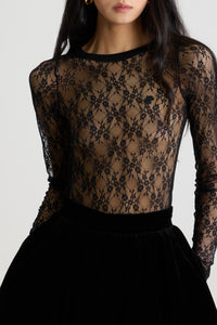 Top moulant en dentelle - Rouge