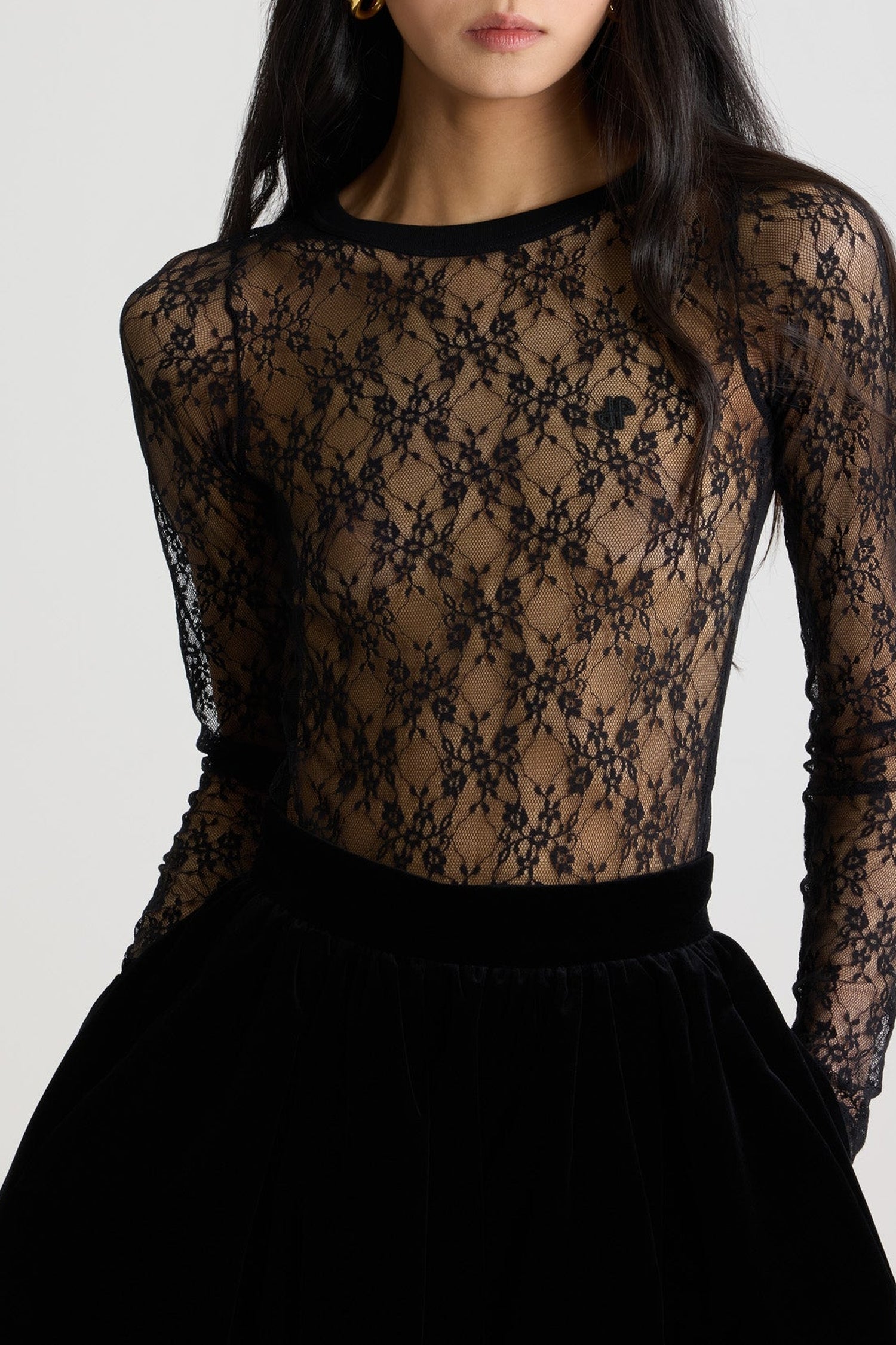 Top moulant en dentelle - Rouge
