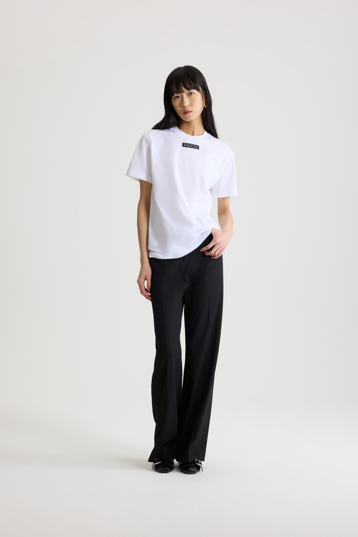 White / T-shirt avec étiquette Patou en coton bio