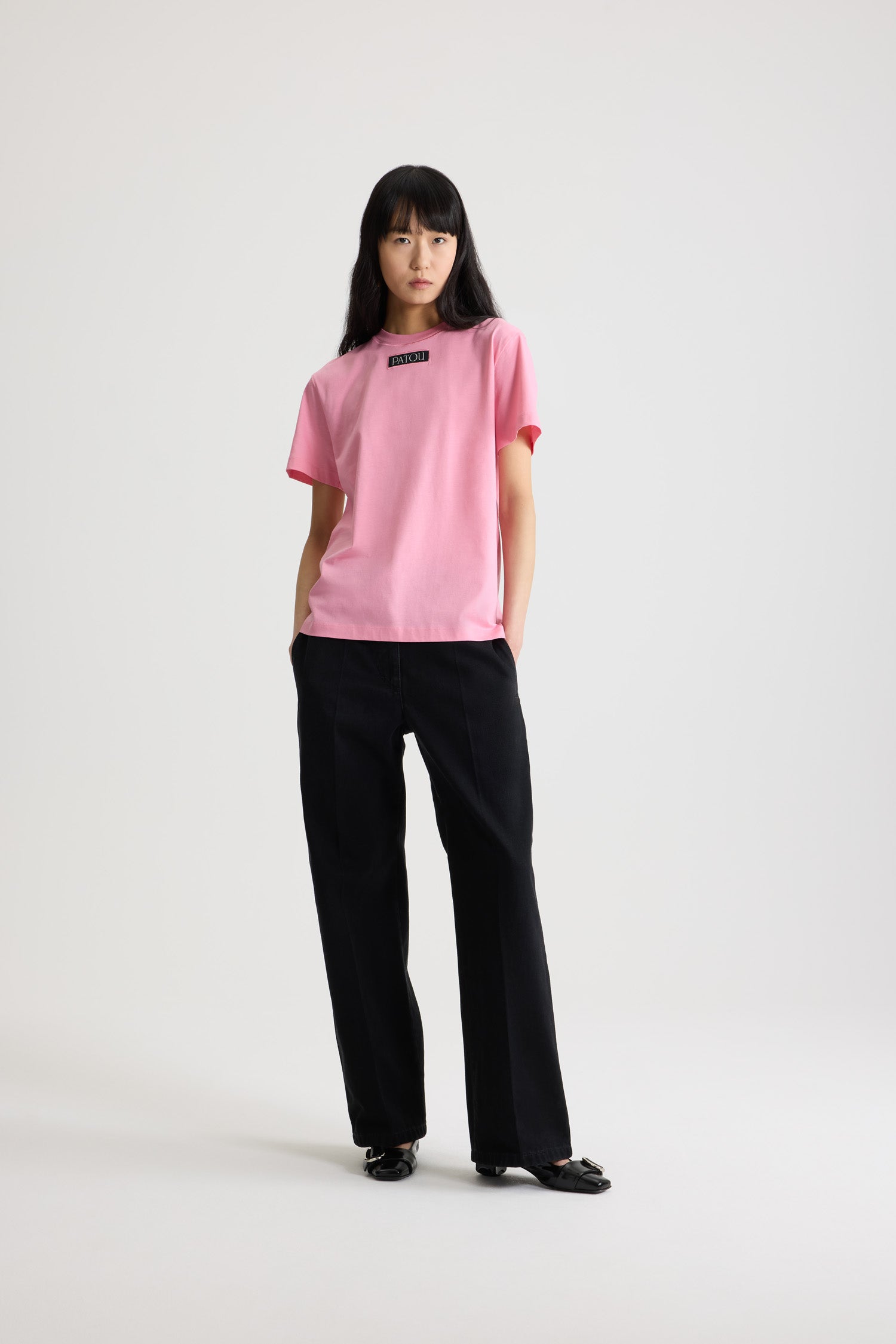 Pink Pearl / T-shirt avec étiquette Patou en coton bio