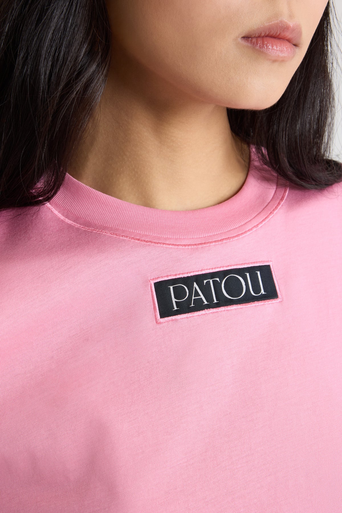 Pink Pearl / T-shirt avec étiquette Patou en coton bio