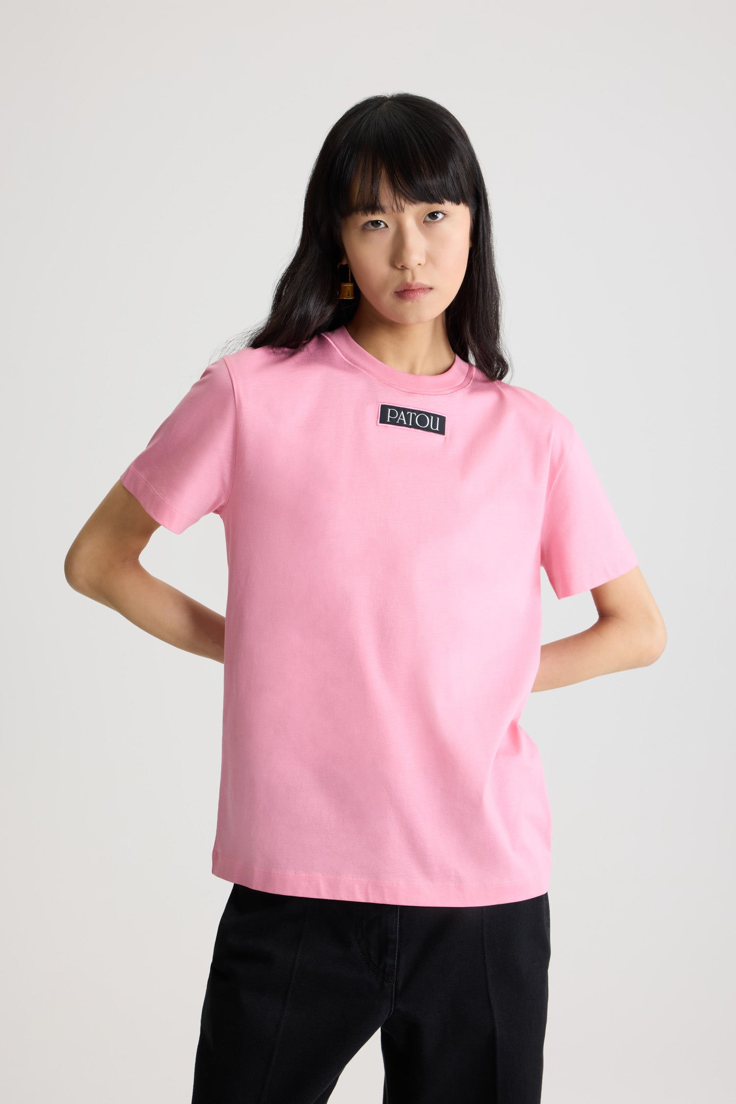 Pink Pearl / T-shirt avec étiquette Patou en coton bio