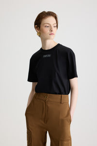 Black / T-shirt avec étiquette Patou en coton bio