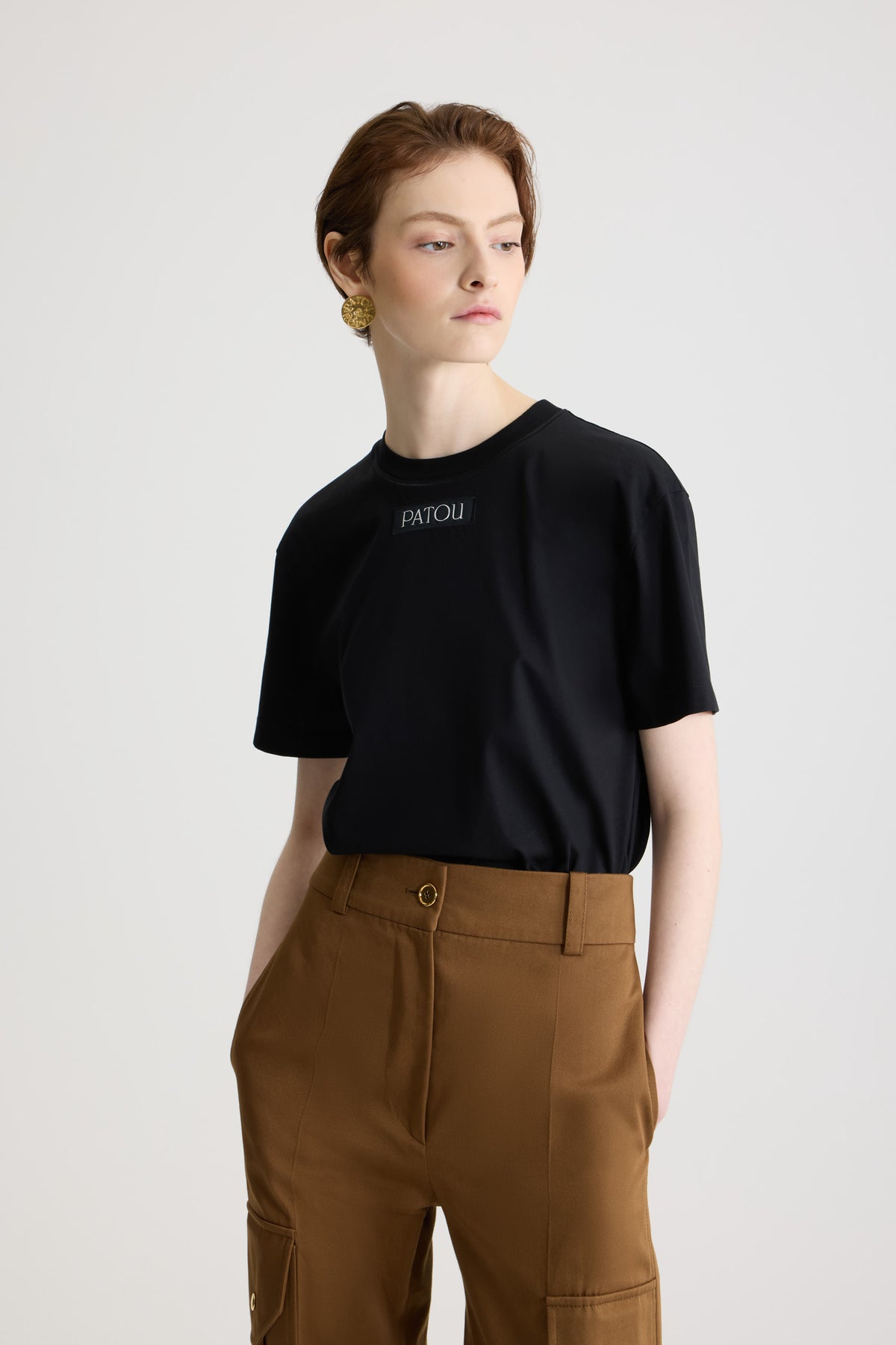 Black / T-shirt avec étiquette Patou en coton bio