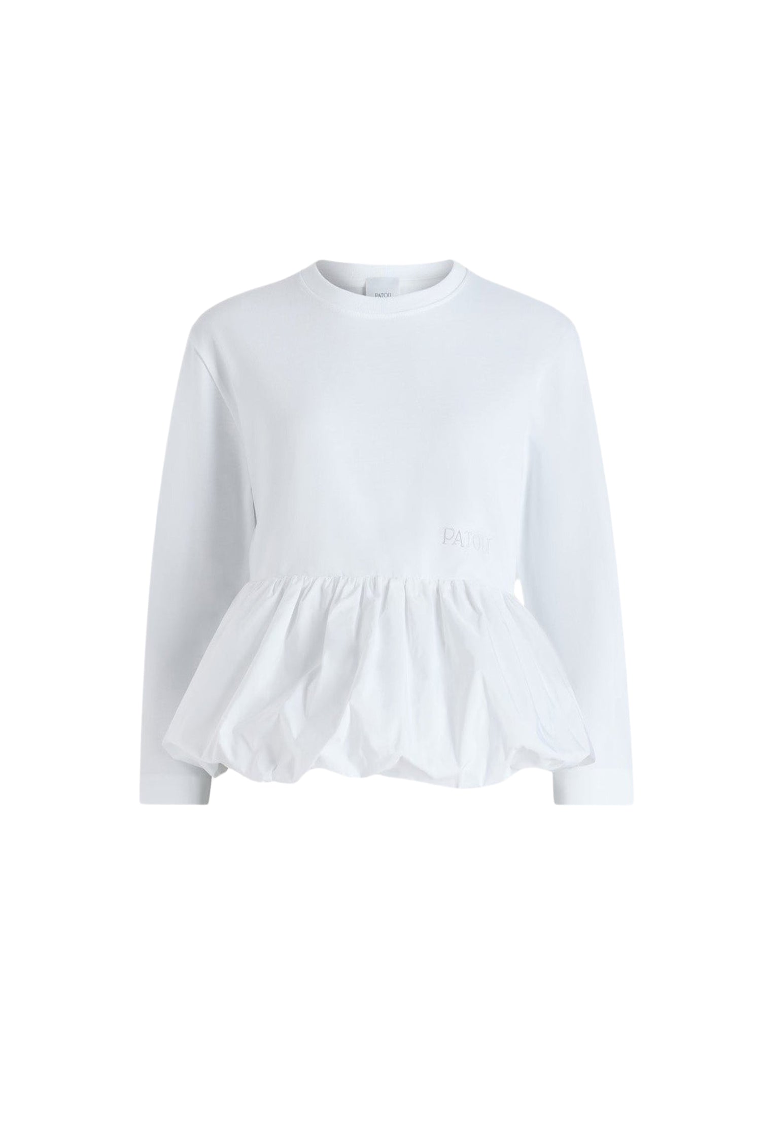 T-shirt à ourlet volanté en coton - Blanc