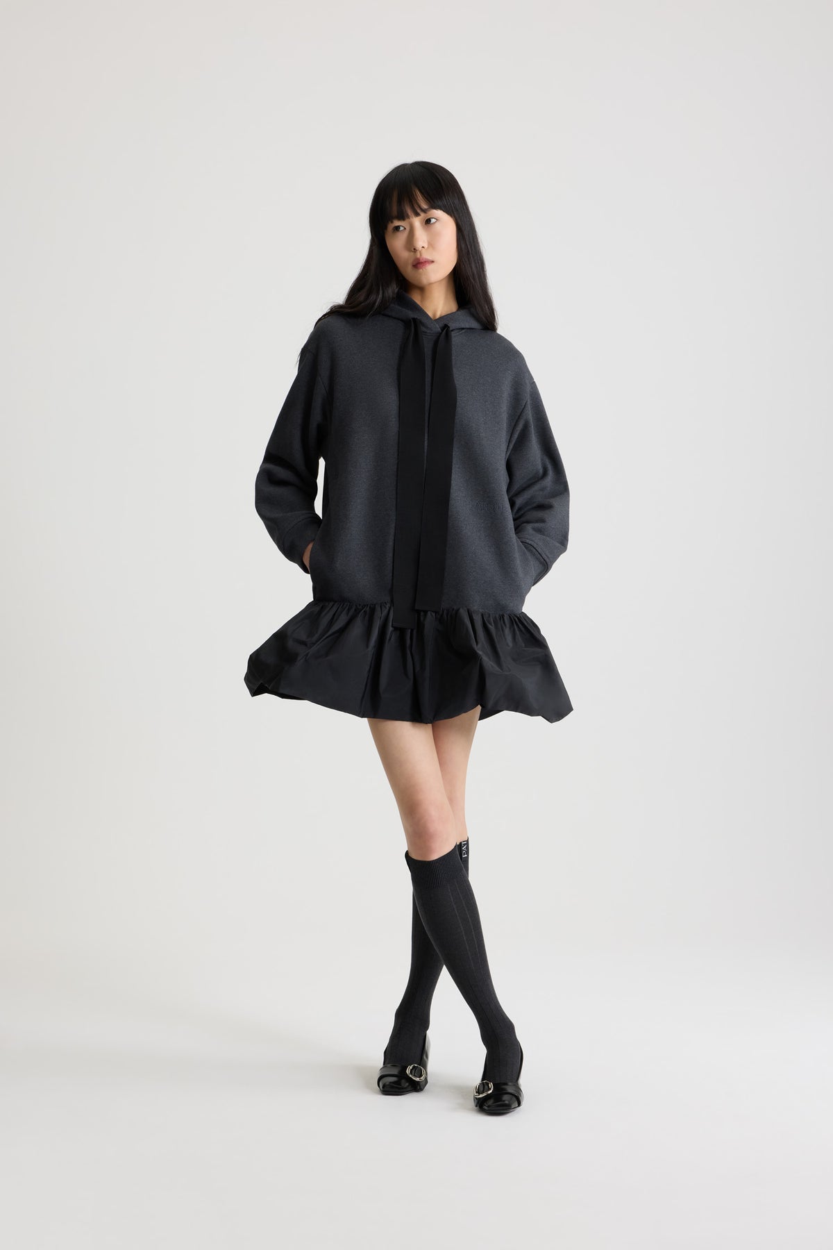 Mercury / Robe sweatshirt à ourlet volanté en coton bio et faille