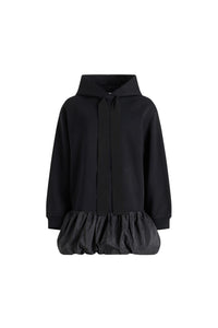Cotton ruffled hem sweatshirt dress - Black
