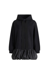 Black / Robe sweatshirt à ourlet volanté en coton bio et faille