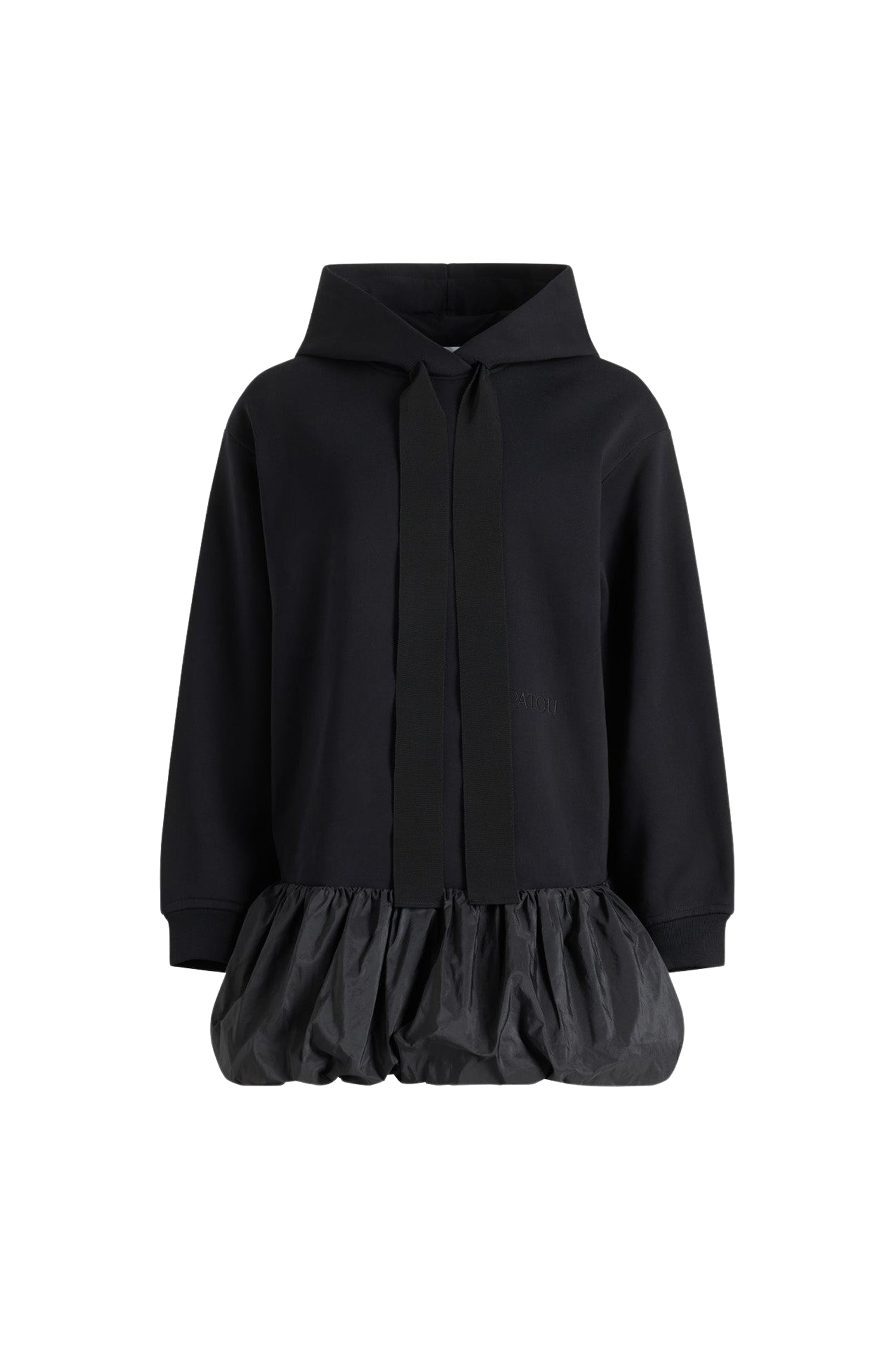 Black / Robe sweatshirt à ourlet volanté en coton bio et faille