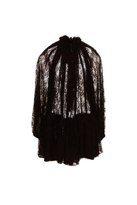 Robe courte à manches chauve-souris en dentelle - Noir