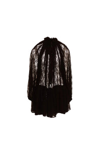 Black / Robe courte iconique à coulisse en jersey dentelle