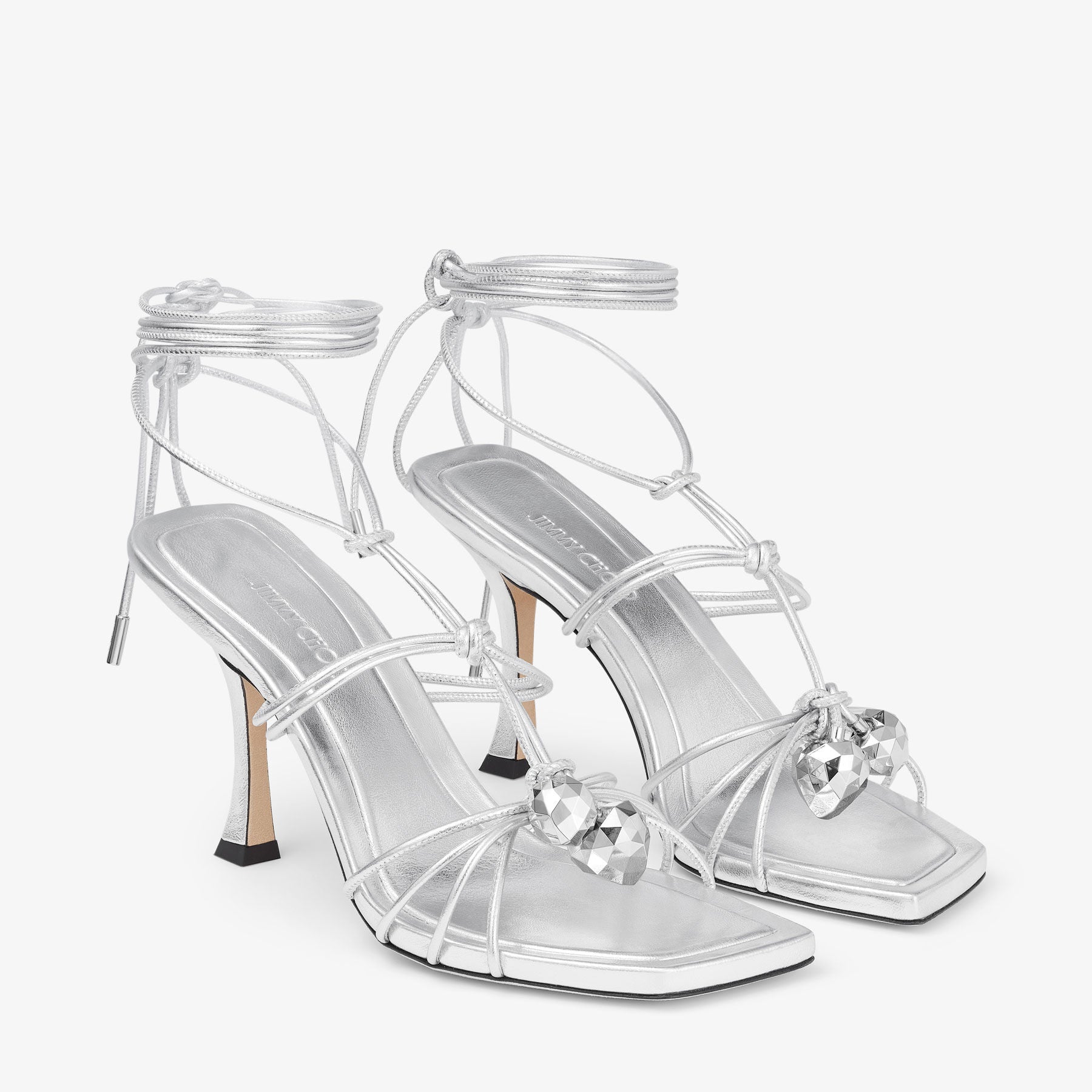 Jemma 90 sandals in metallic leather - Silver