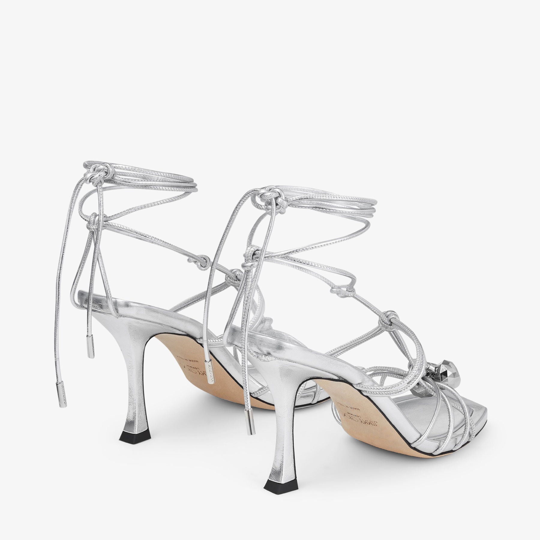 Jemma 90 sandals in metallic leather - Silver