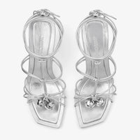 Jemma 90 sandals in metallic leather - Silver