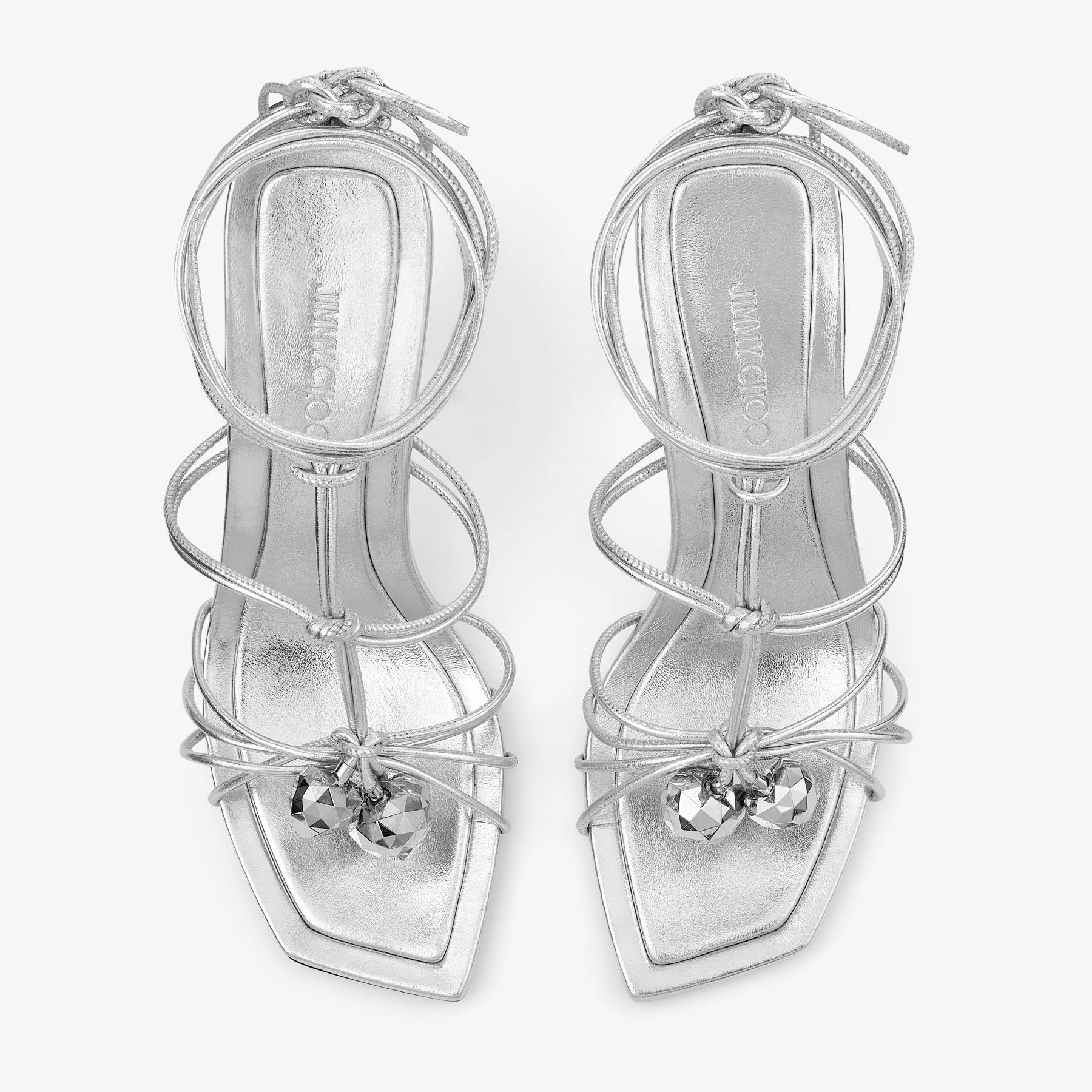 Jemma 90 sandals in metallic leather - Silver