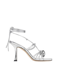 Jemma 90 sandals in metallic leather - Silver