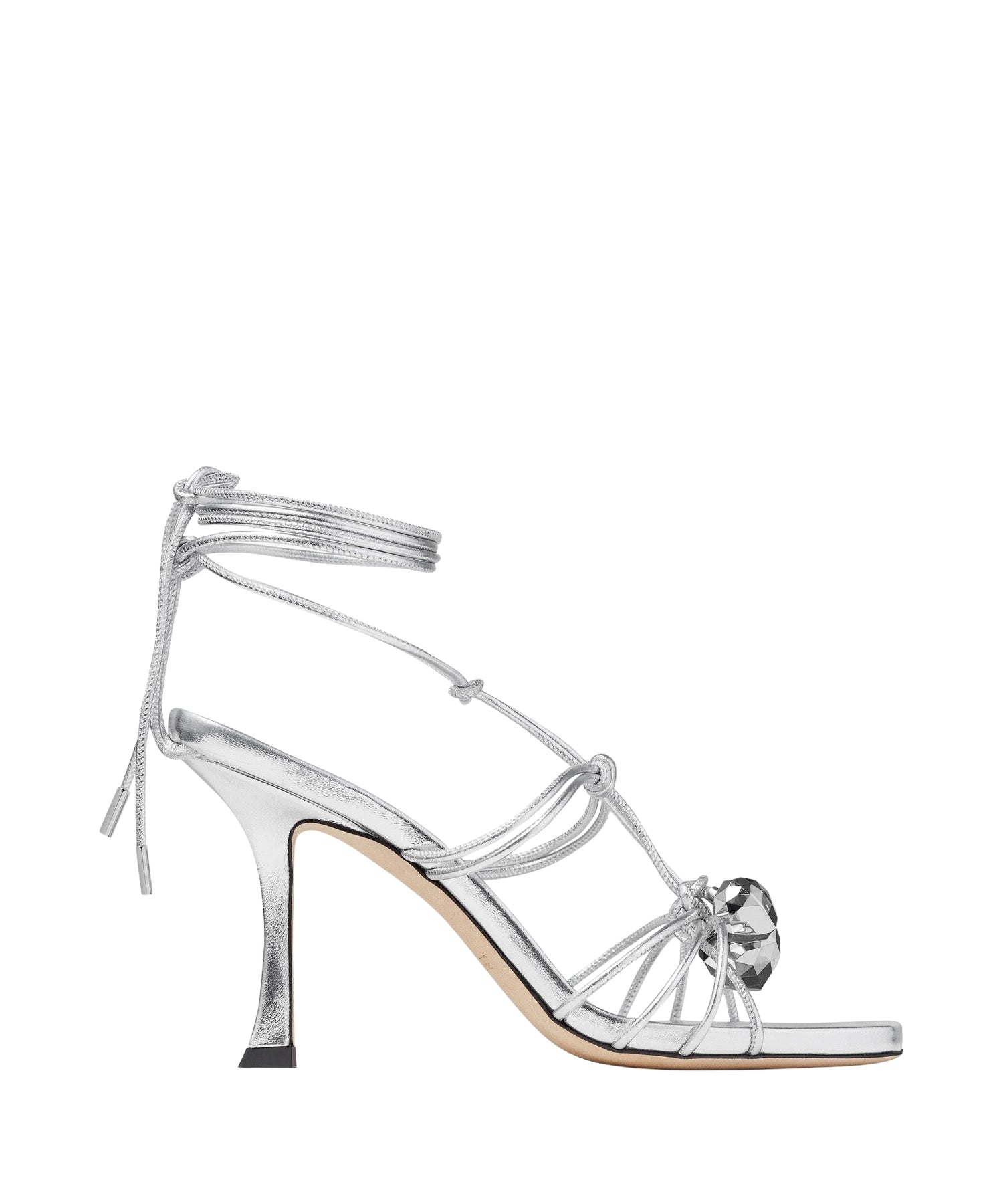 Jemma 90 sandals in metallic leather - Silver