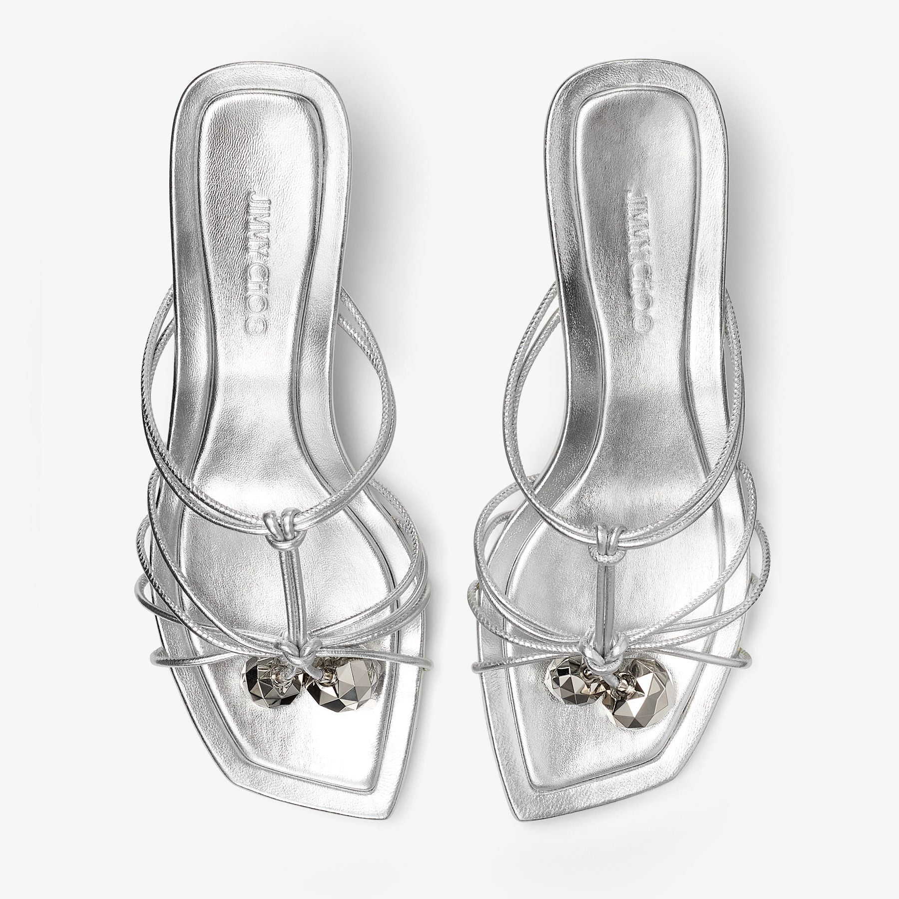 Mules Jemma 50 en cuir argenté - Silver