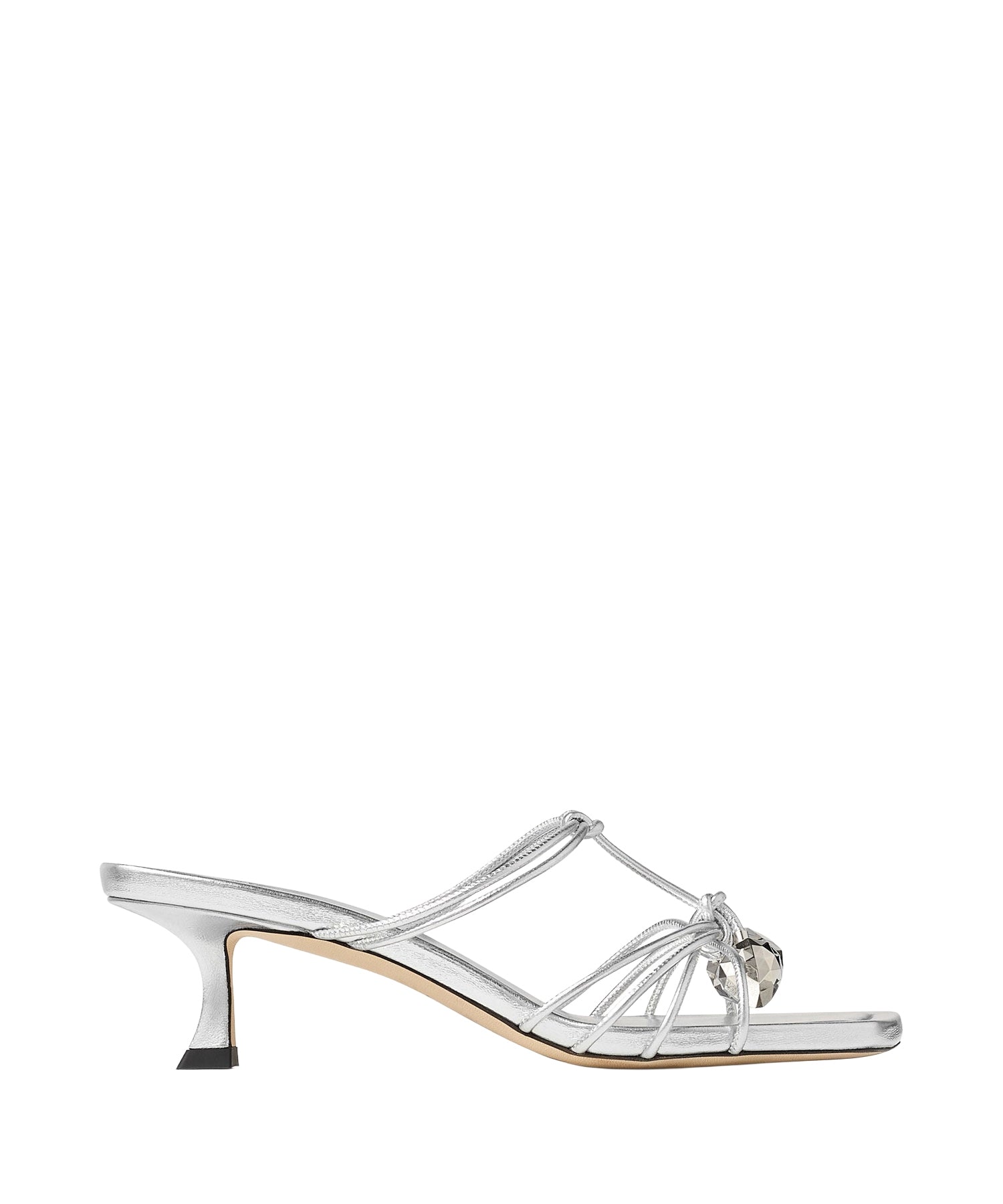 Mules Jemma 50 en cuir argenté - Silver