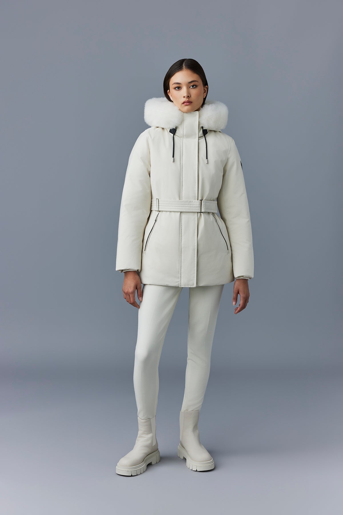 Parka courte Jeni à capuche fourrée - Cream