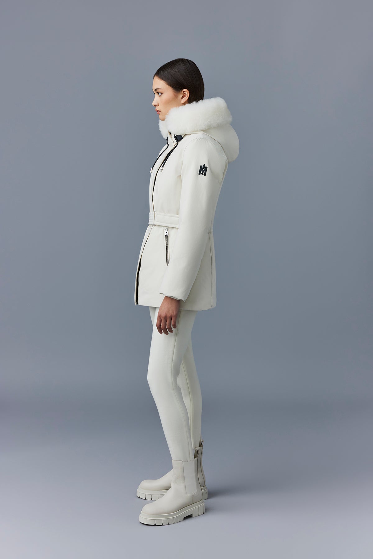 Parka courte Jeni à capuche fourrée - Cream