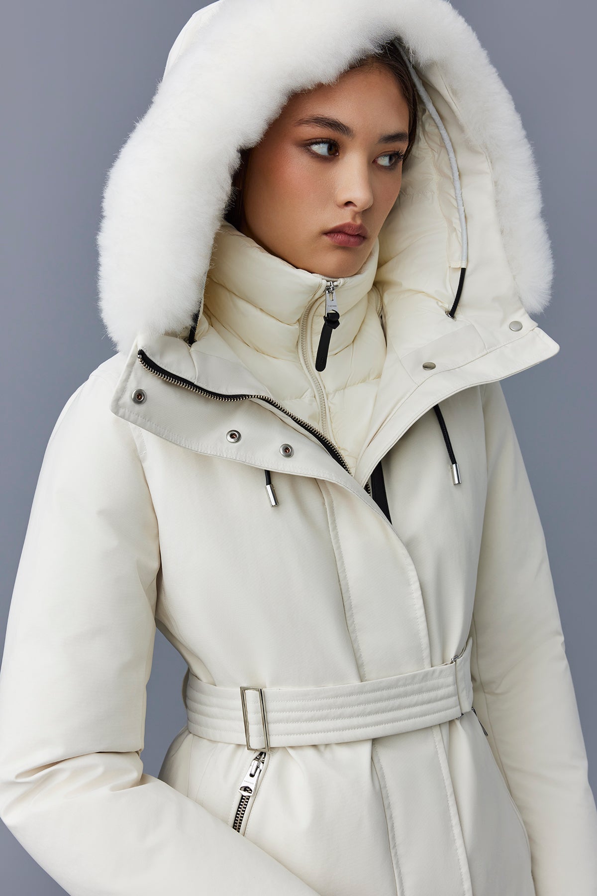 Parka courte Jeni à capuche fourrée - Cream