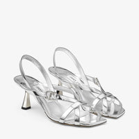 Sandales Jess 65 en cuir effet métal liquide - Silver