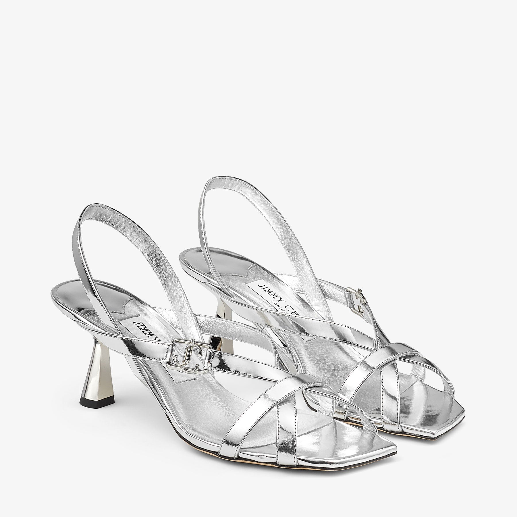 Sandales Jess 65 en cuir effet métal liquide - Silver