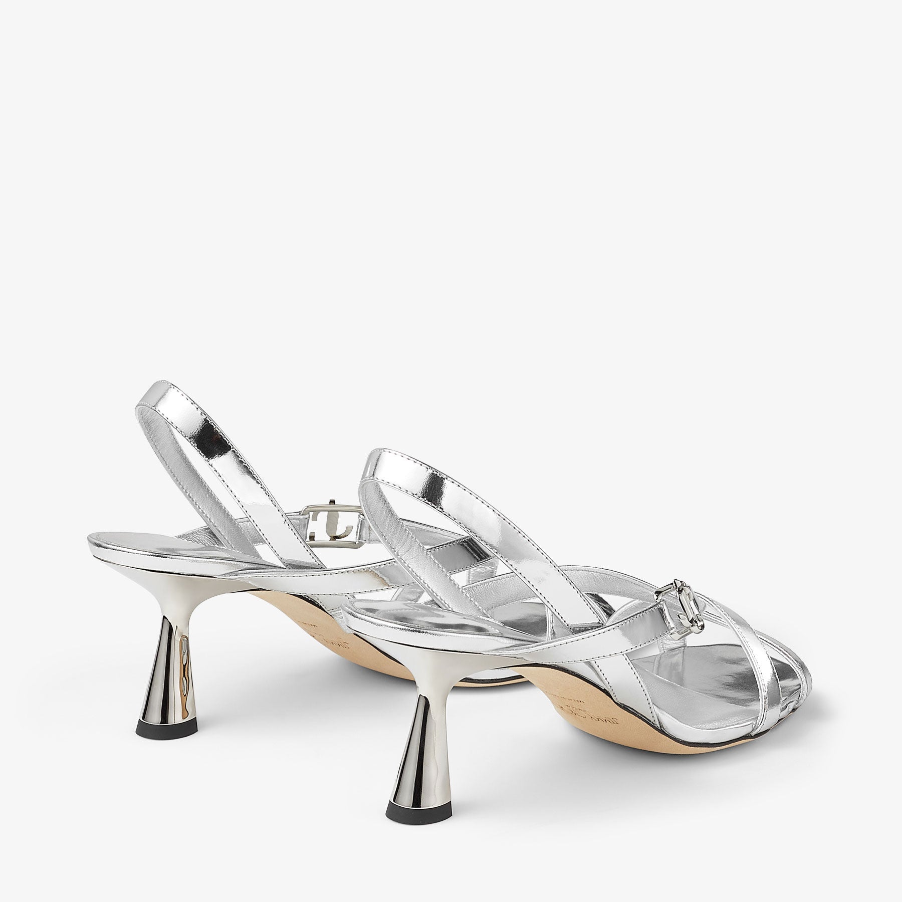 Sandales Jess 65 en cuir effet métal liquide - Silver