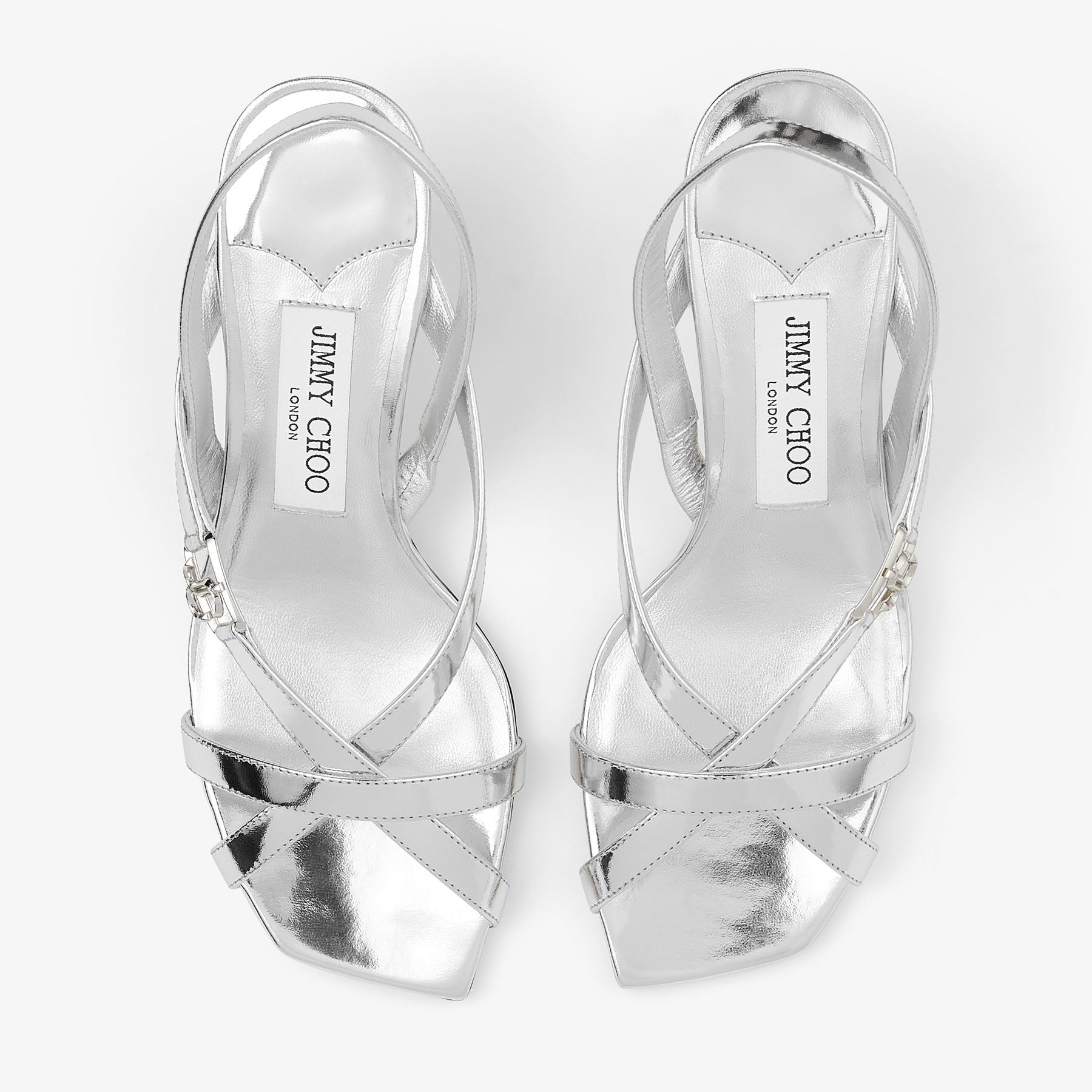 Sandales Jess 65 en cuir effet métal liquide - Silver