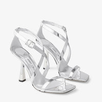 Sandales Jessica 100 en cuir métallisé - Silver