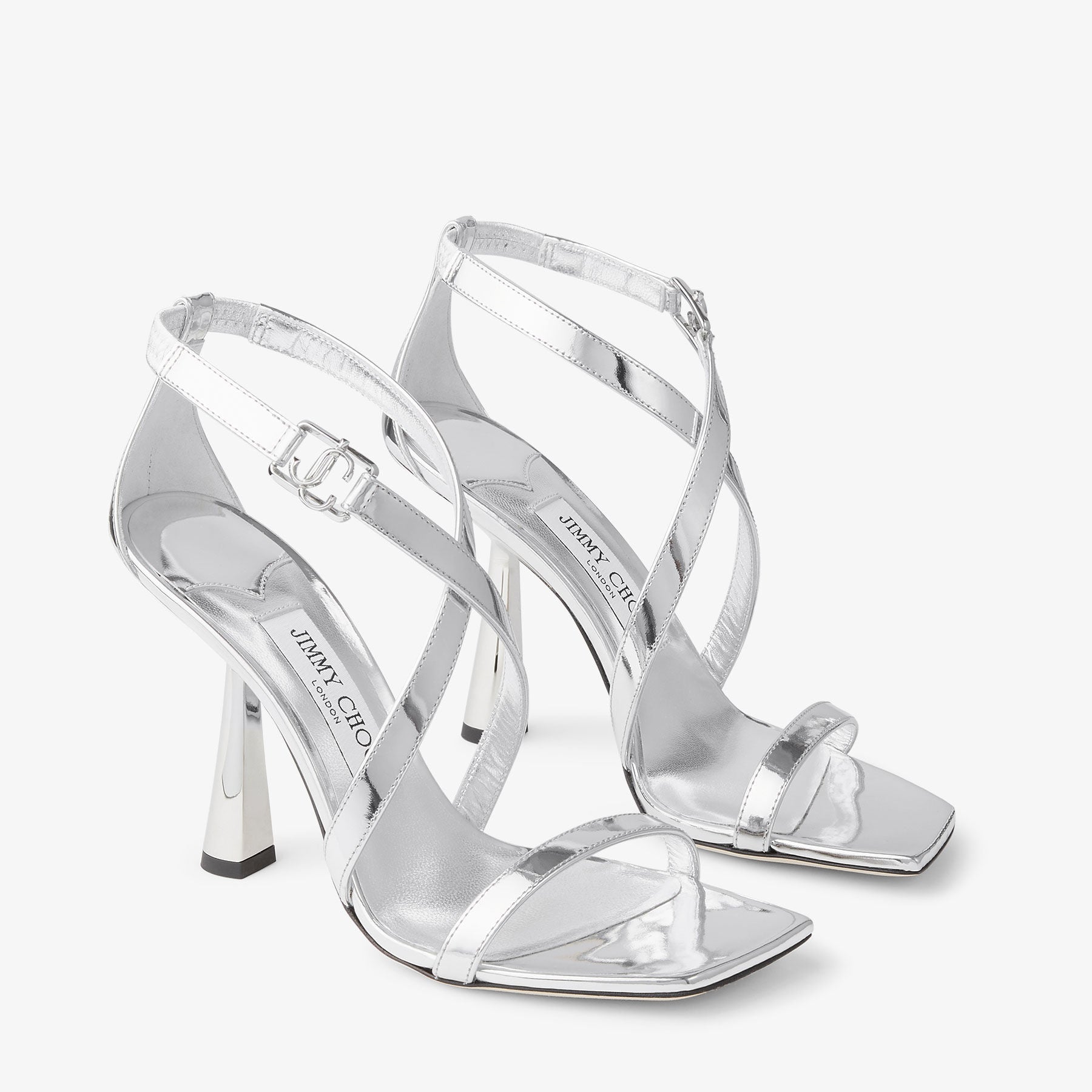 Sandales Jessica 100 en cuir métallisé - Silver
