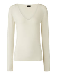 Fitted silk jumper - Ivory