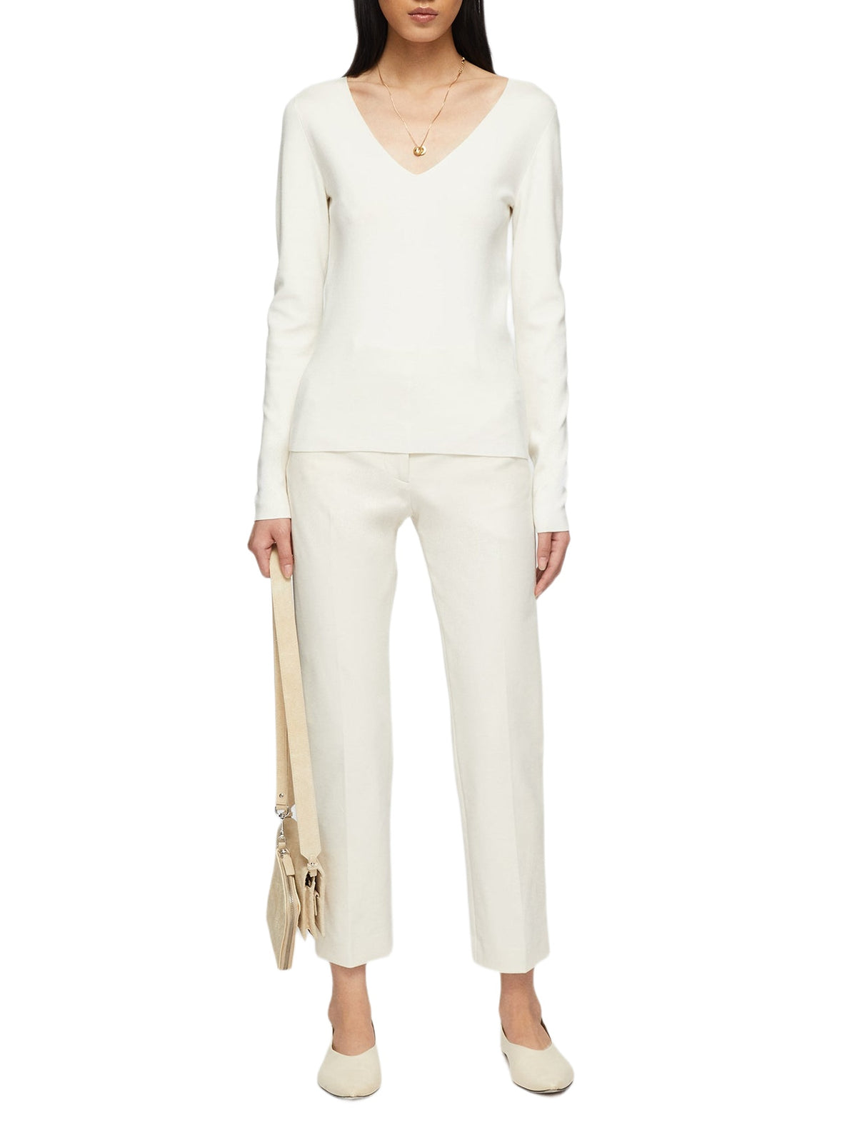 Fitted silk jumper - Ivory