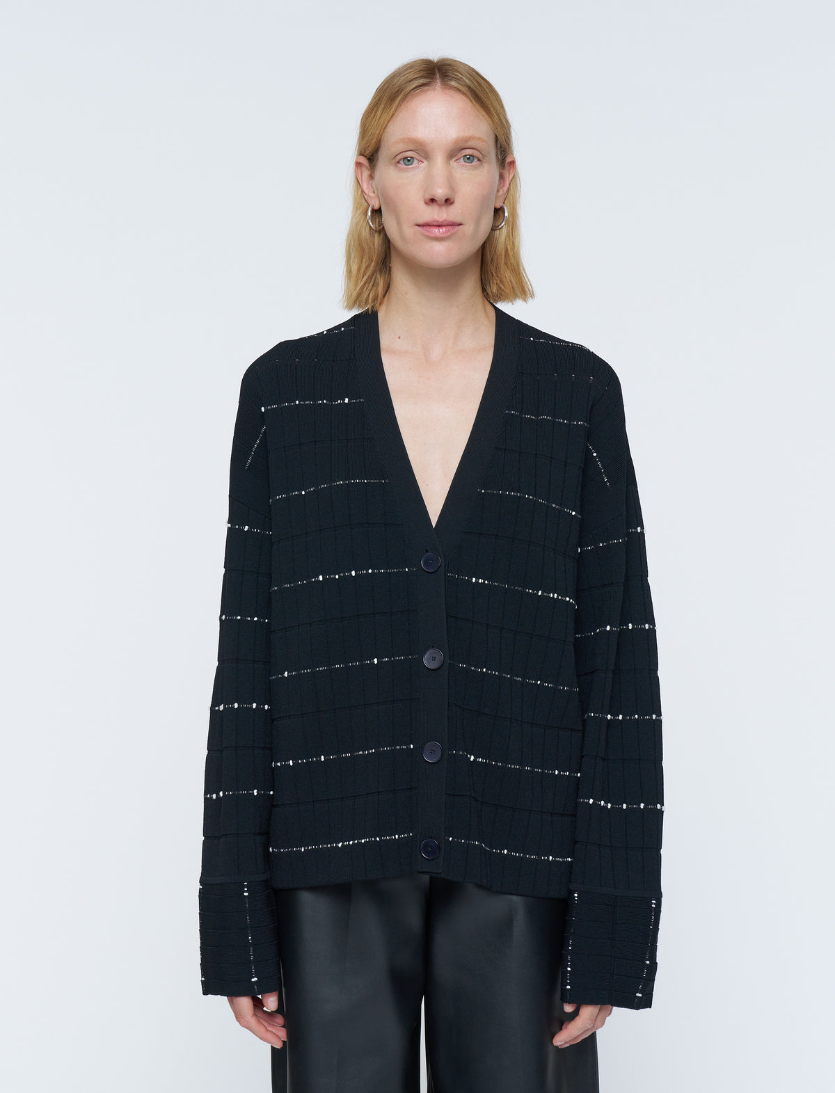 Black & Ivory Cardigan Maille - Black & Ivory