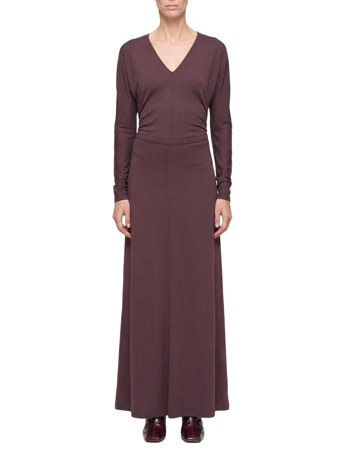 Long V-neck dress - Maraschino