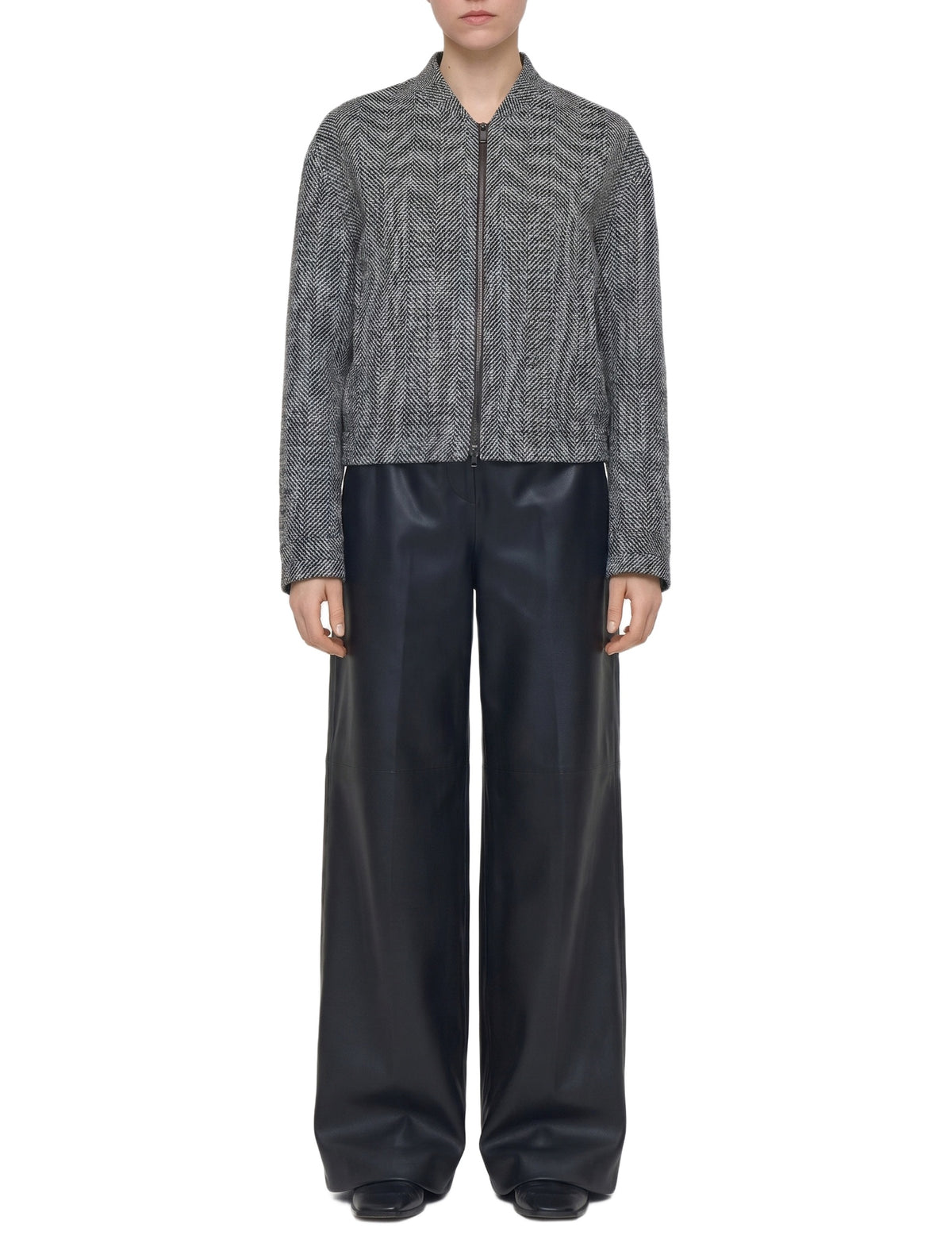 Gustave wool bomber jacket - Ivory & Smoke