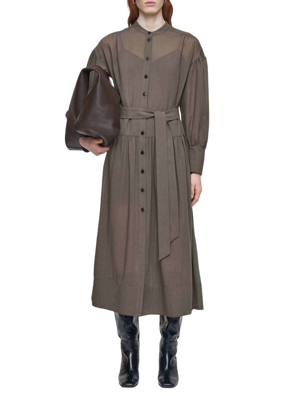 Robe midi Emma en laine - Mushroom
