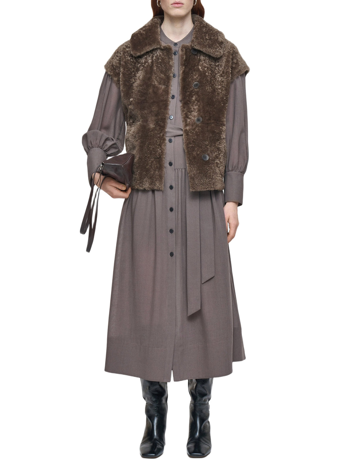 Molin jacket in sheepskin - Mushroom