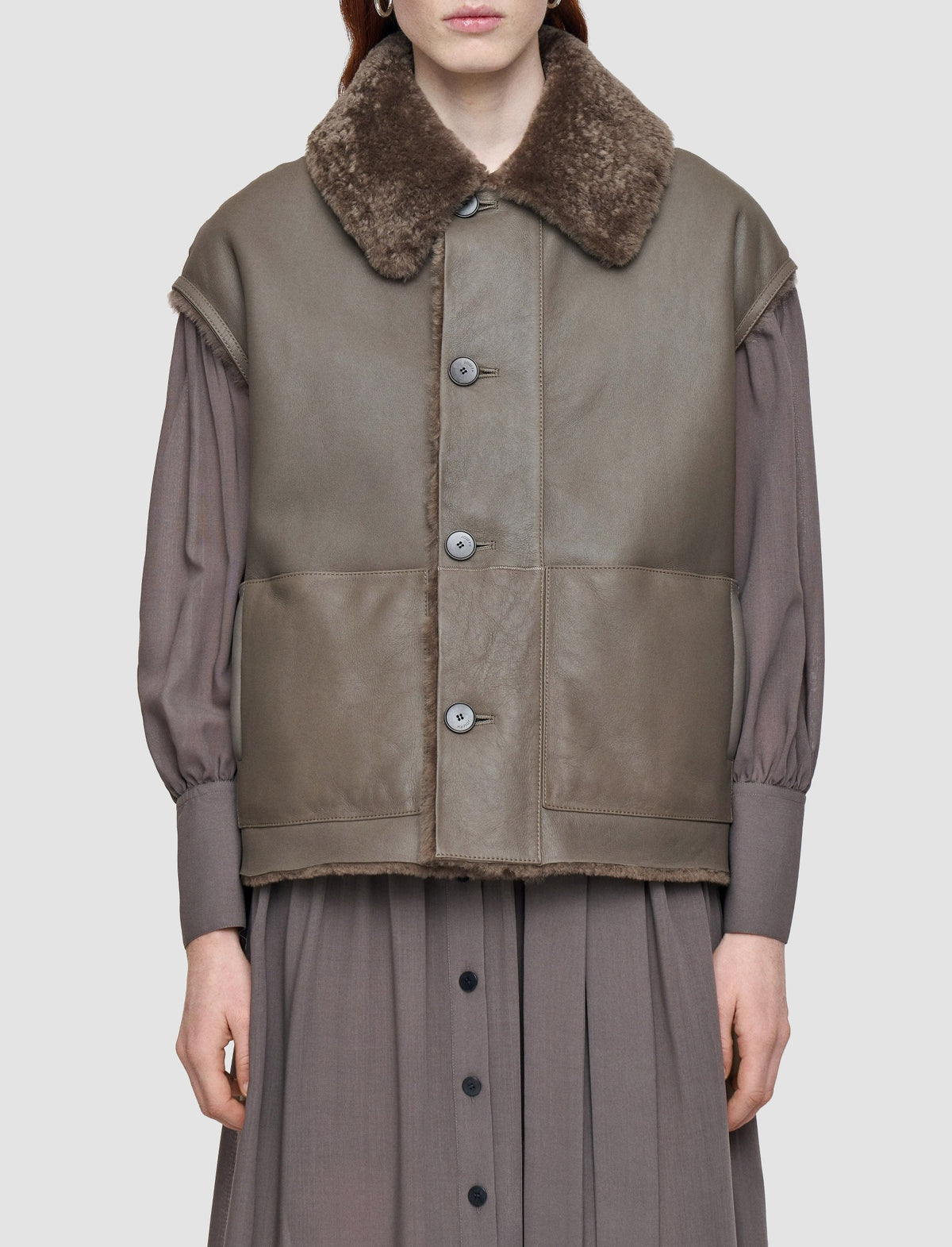 Molin jacket in sheepskin - Mushroom